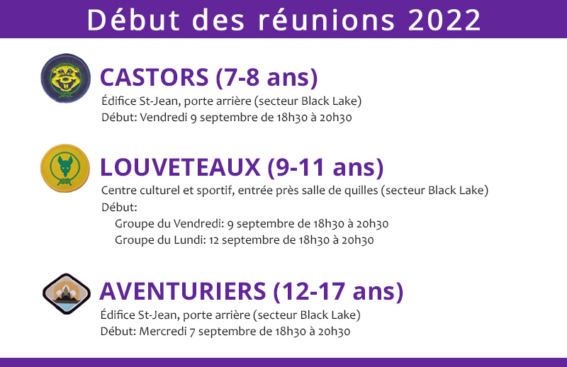 Scouts de Thetford - Début des réunions 2022-2023